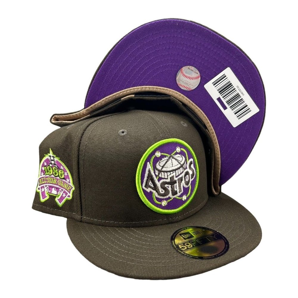 New Era Houston Astros 1986 All Star Game Patch Purple UV Fitted Hat Size 7 1/4